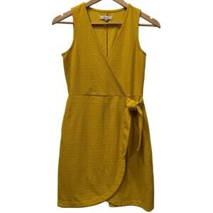 Madewell small cotton wrap around dress in size xxs mustard yellow